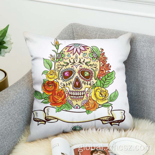 Velvet Cushion Covers Cute skull customized print 18x18 canvas cushion cover Factory